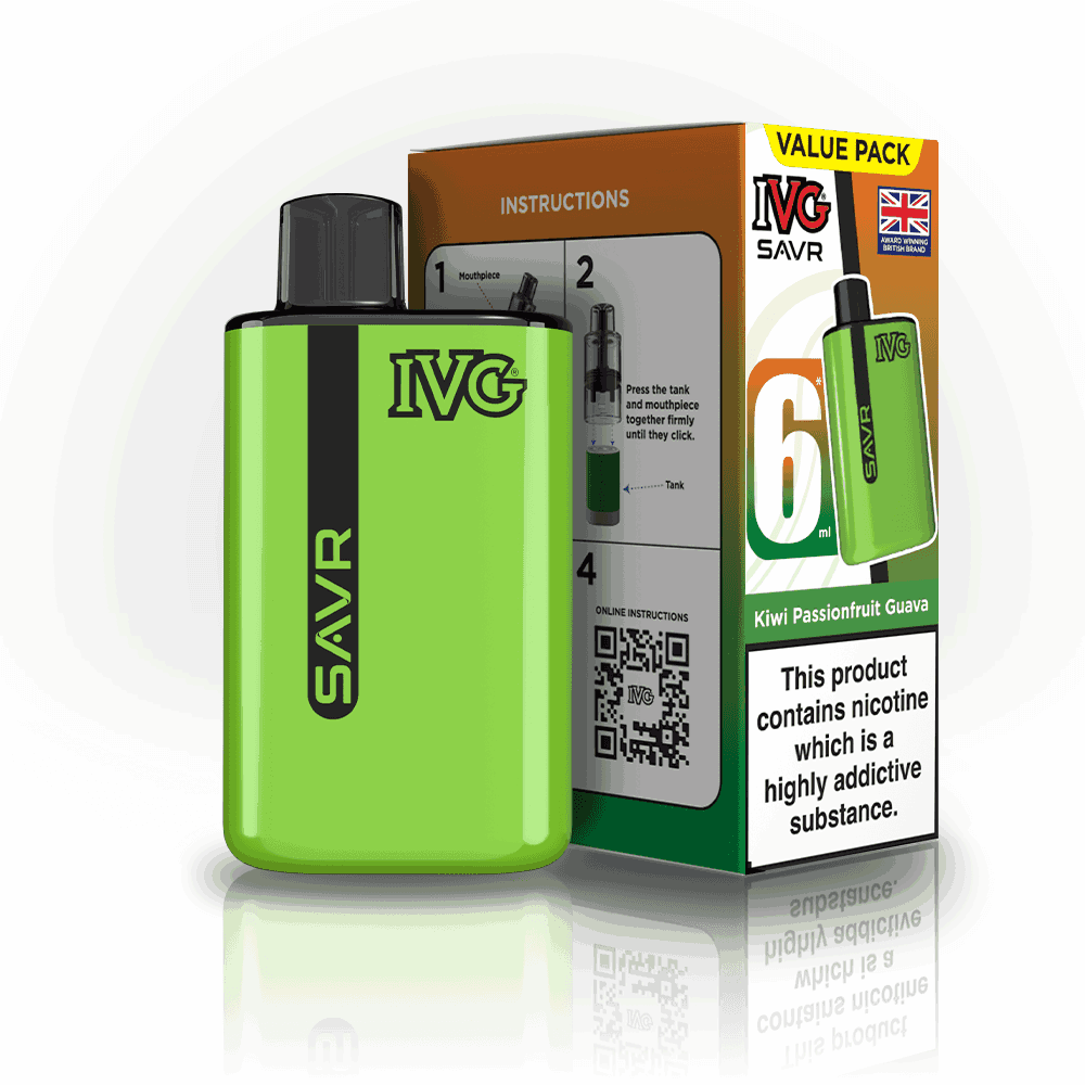 IVG SAVR 3000 Disposable Starter Vape - Pack of 5 - with Kiwi passion Fruit Guava flavour
