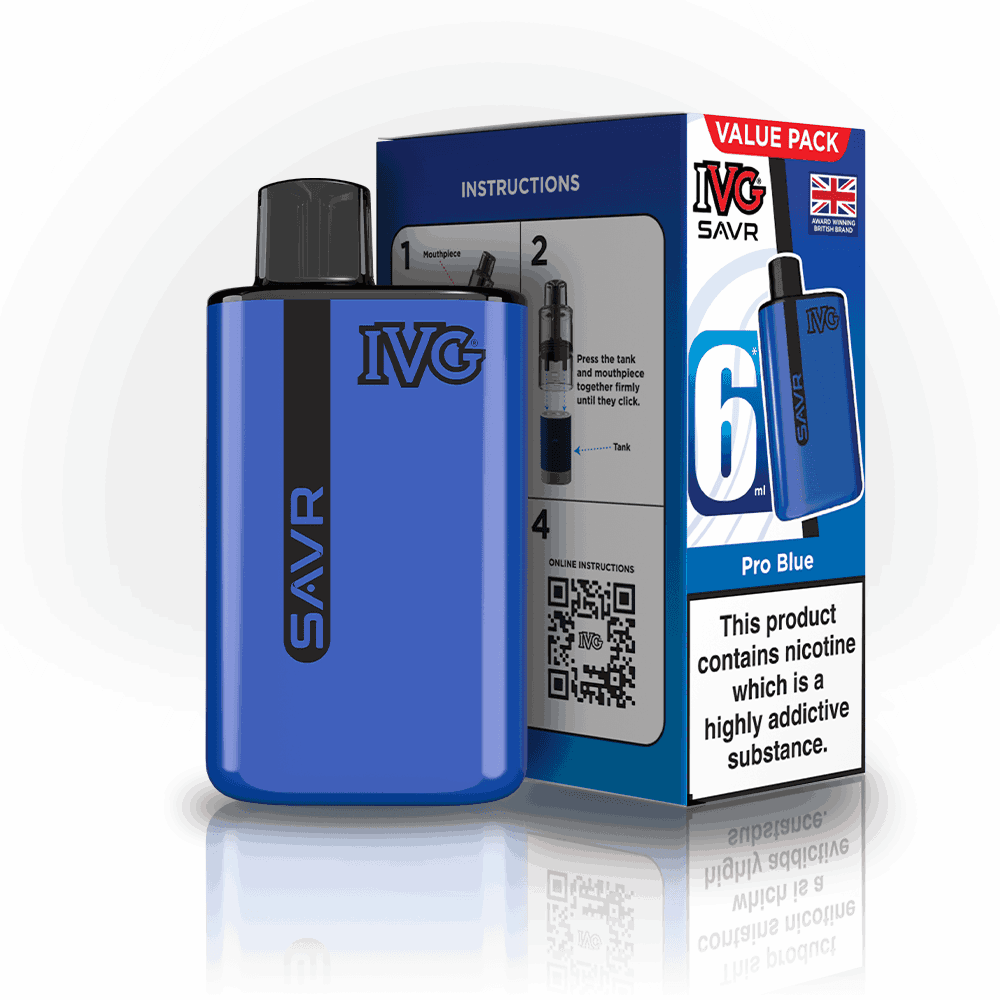 IVG SAVR 3000 Disposable Starter Vape - Pack of 5 - with Pro Blue flavour