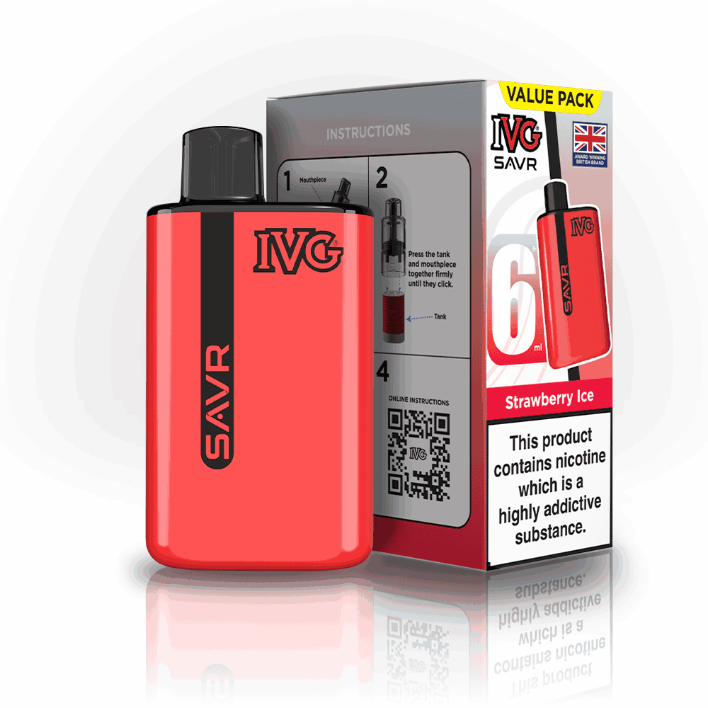 IVG SAVR 3000 Disposable Starter Vape - Pack of 5 - with Strawberry ice flavour