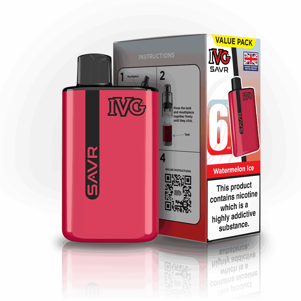 IVG SAVR 3000 Disposable Starter Vape - Pack of 5 - with Watermelon Ice flavour