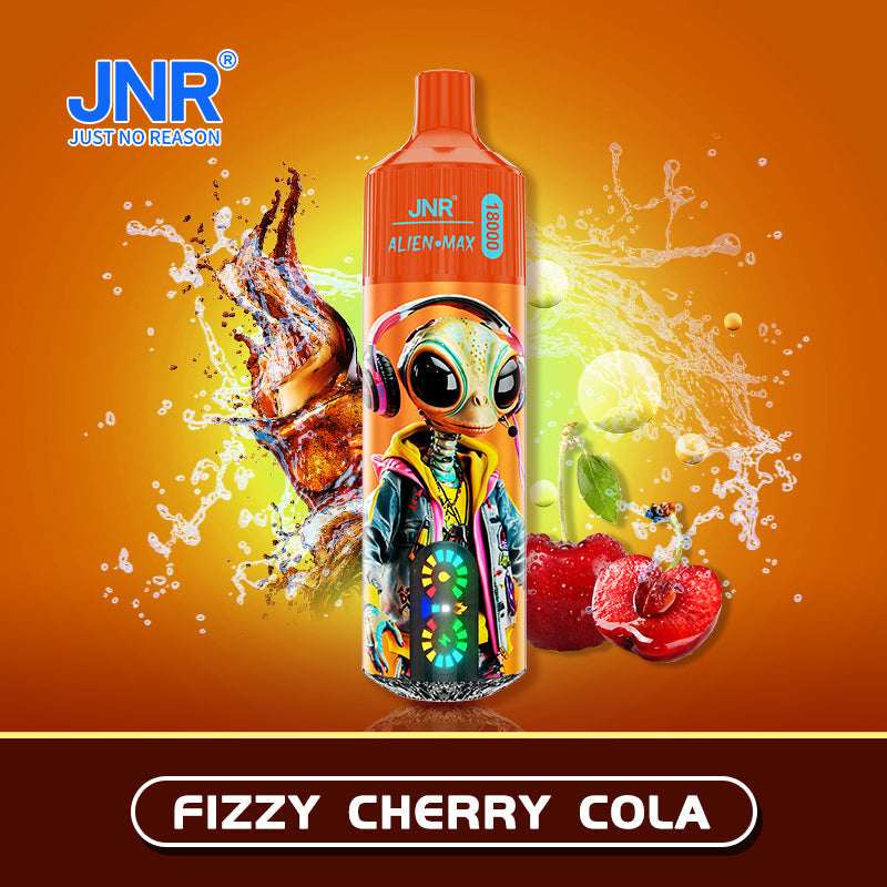 JNR Alien Max 18000 Disposable Vape Box of 10 with Fizzy Cherry Cola flavour