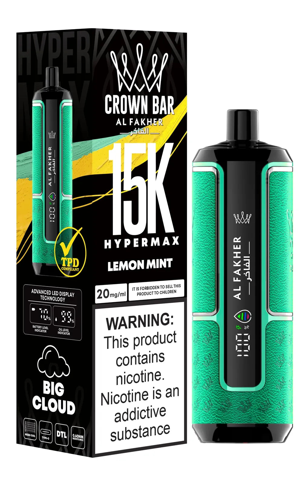 Al Fakher Crown Bar 15000 Hypermax Vape Kit - Box of 10