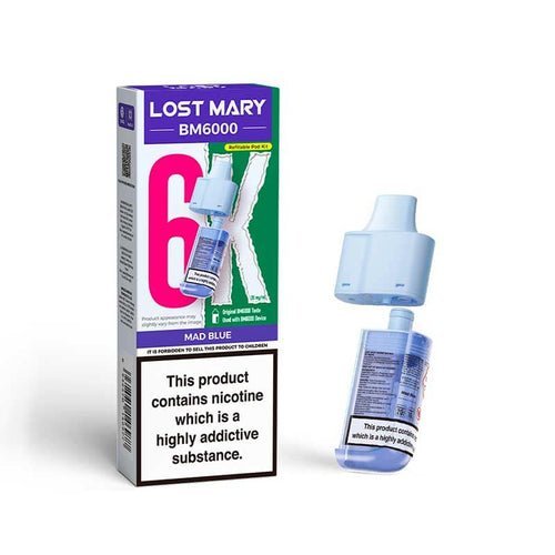 Lost Mary BM6000 Prefilled Pods Pack of 5 - Available In Mad Blue Flavour 