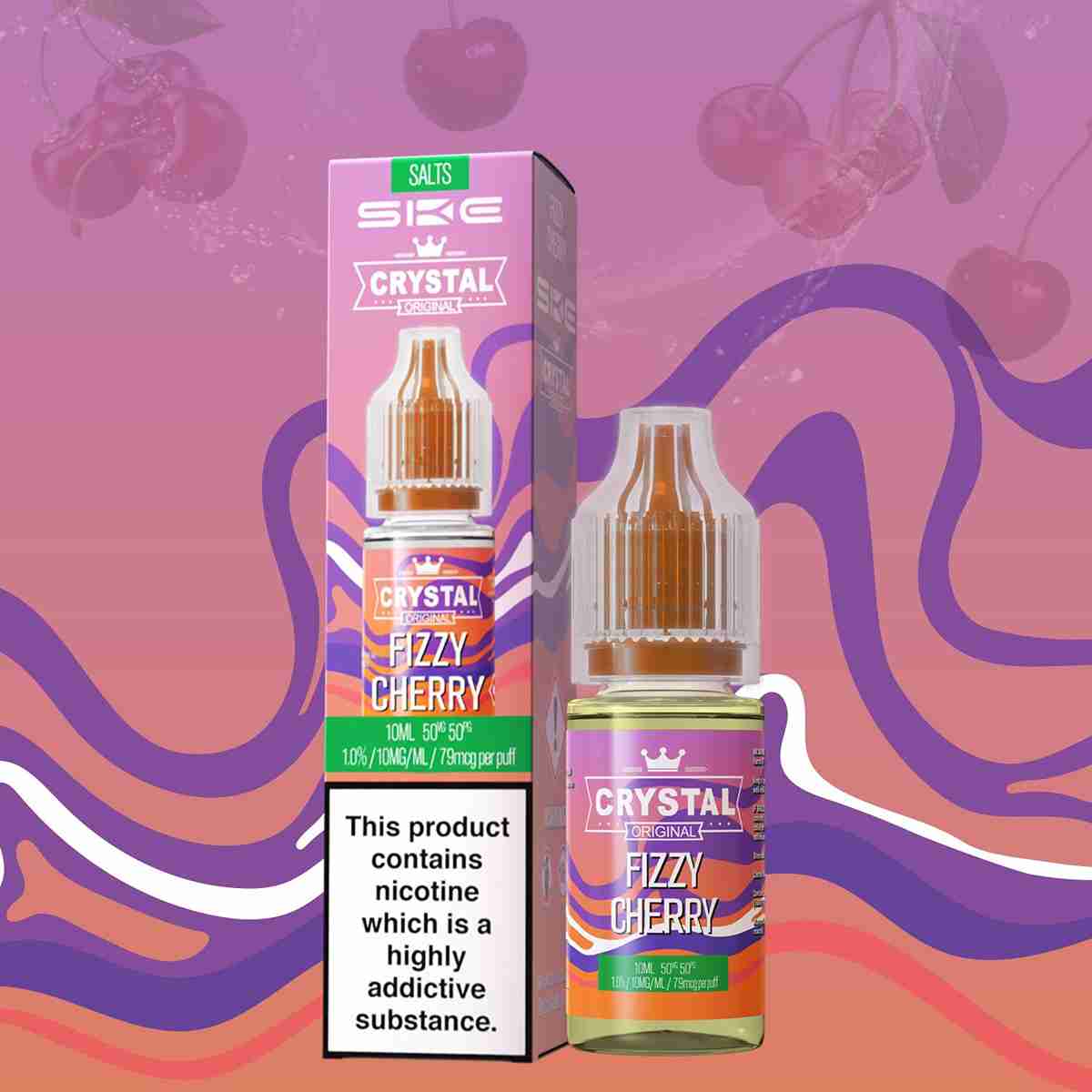Ske Crystal Original Salts 10ml Nic Salts - Box of 10 - with Fizzy Cherry flavour