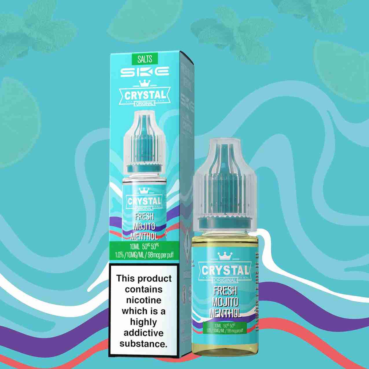 Ske Crystal Original Salts 10ml Nic Salts - Box of 10 - with Fresh Mojito Menthol flavour