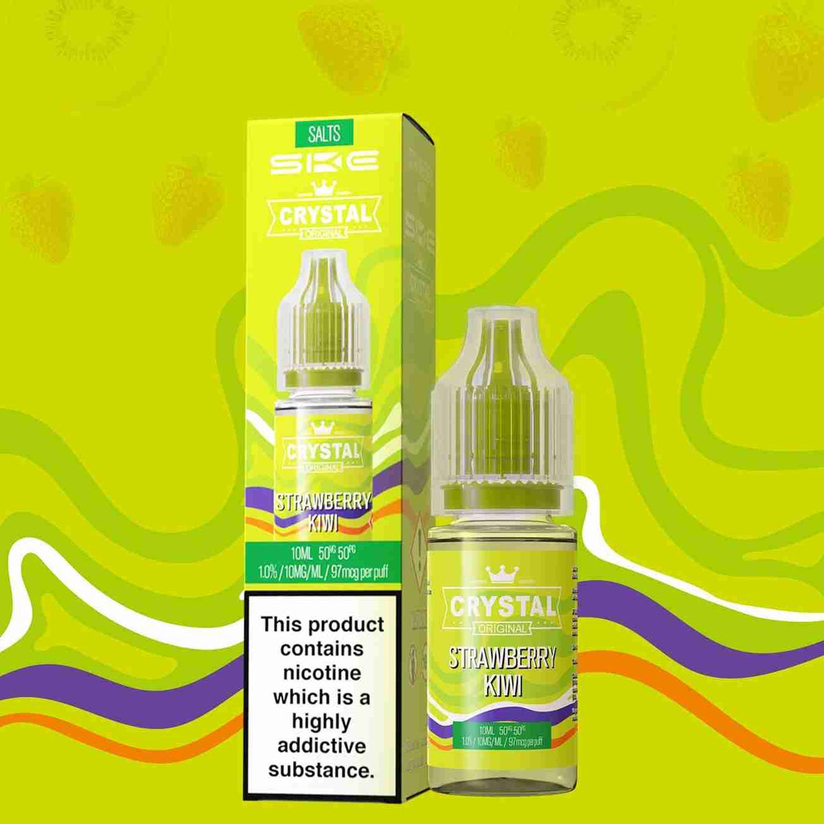 Ske Crystal Original Salts 10ml Nic Salts - Box of 10 - with Strawberry Kiwi flavour
