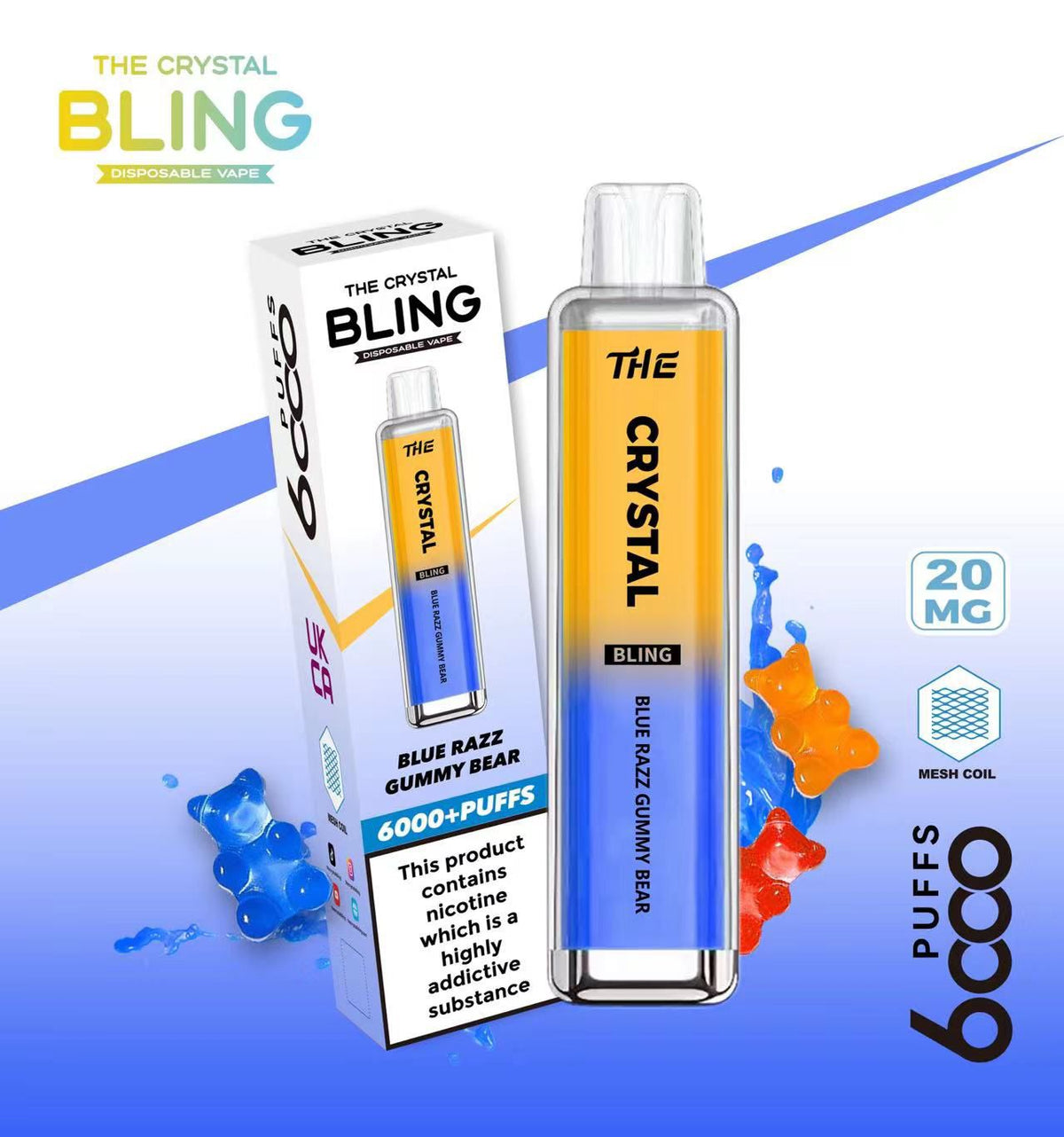 The Crystal Bling 6000 Prefilled Pod Vape Kit - Box of 10