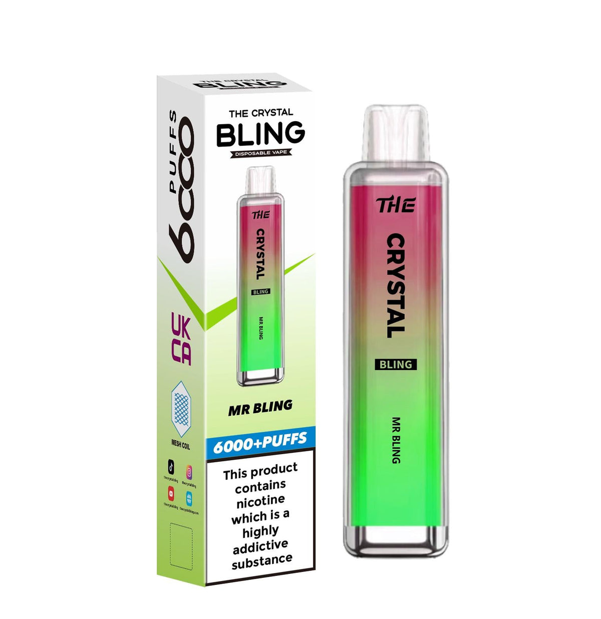 The Crystal Bling 6000 Prefilled Pod Vape Kit - Box of 10