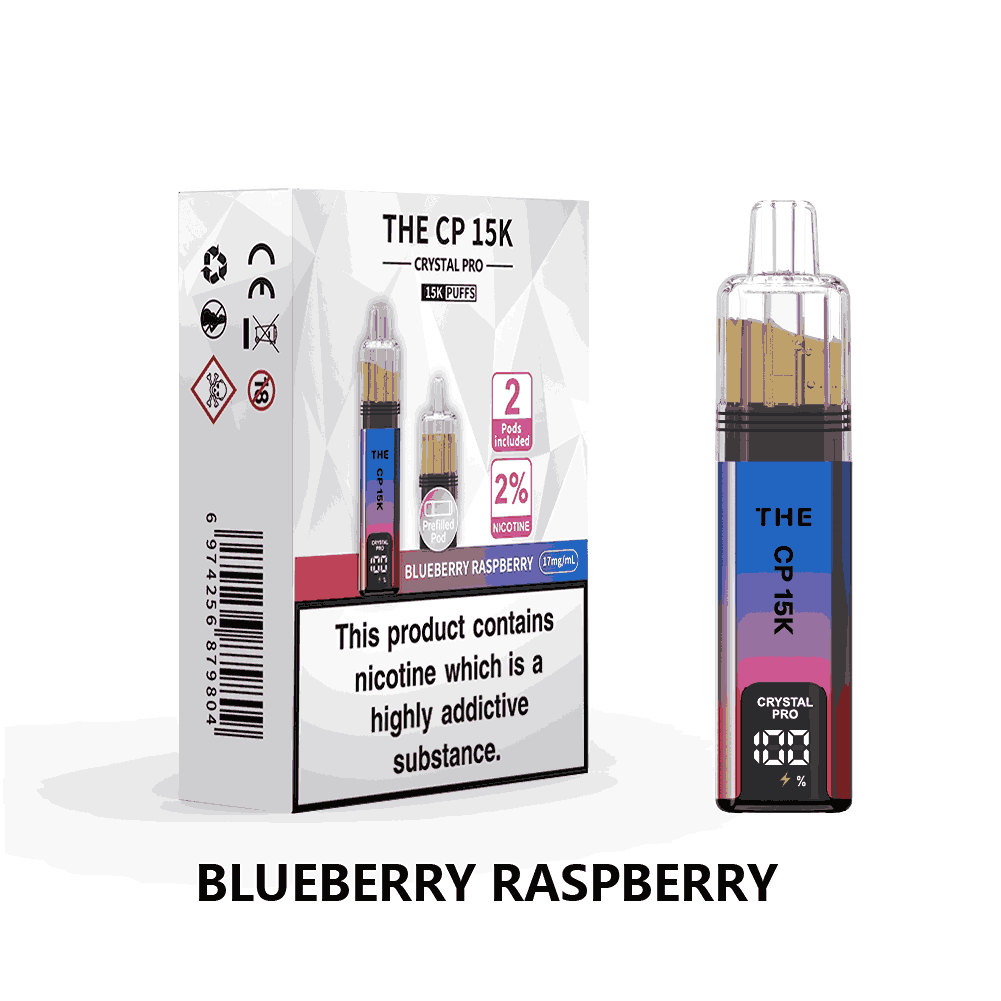 The Crystal Pro CP 15k Prefilled Vape Kit Box of 5, Blueberry Raspberry Flavour