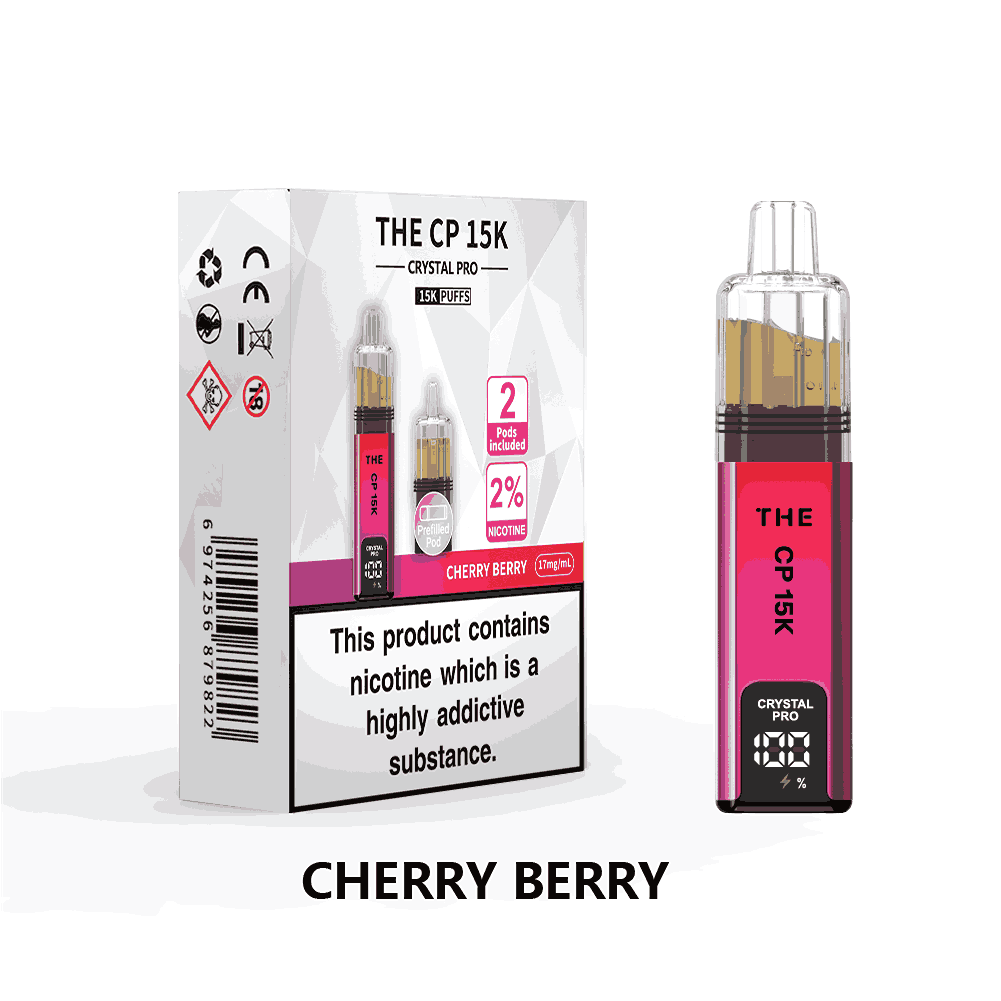 The Crystal Pro CP 15k Prefilled Vape Kit Box of 5, Cherry Berry Flavour