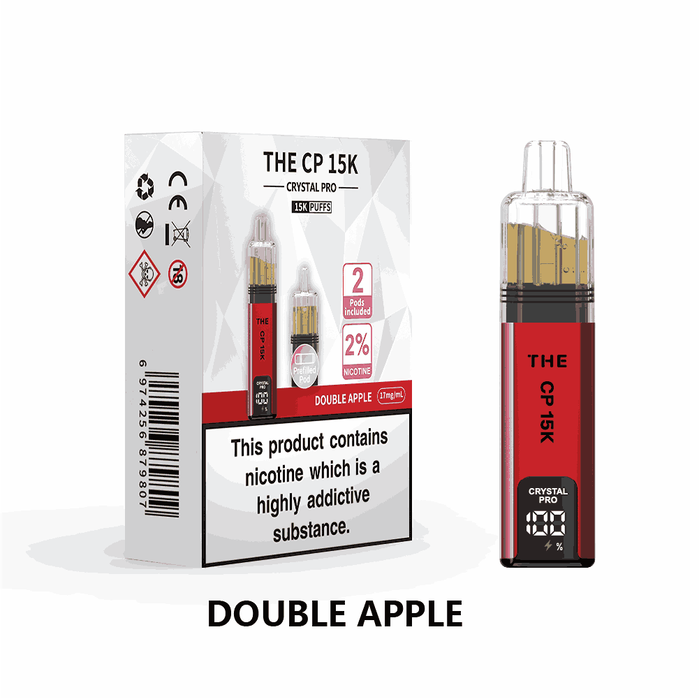 The Crystal Pro CP 15k Prefilled Vape Kit Box of 5, Double Apple Flavour