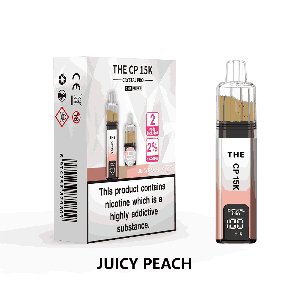 The Crystal Pro CP 15k Prefilled Vape Kit Box of 5, Juicy Peach Flavour