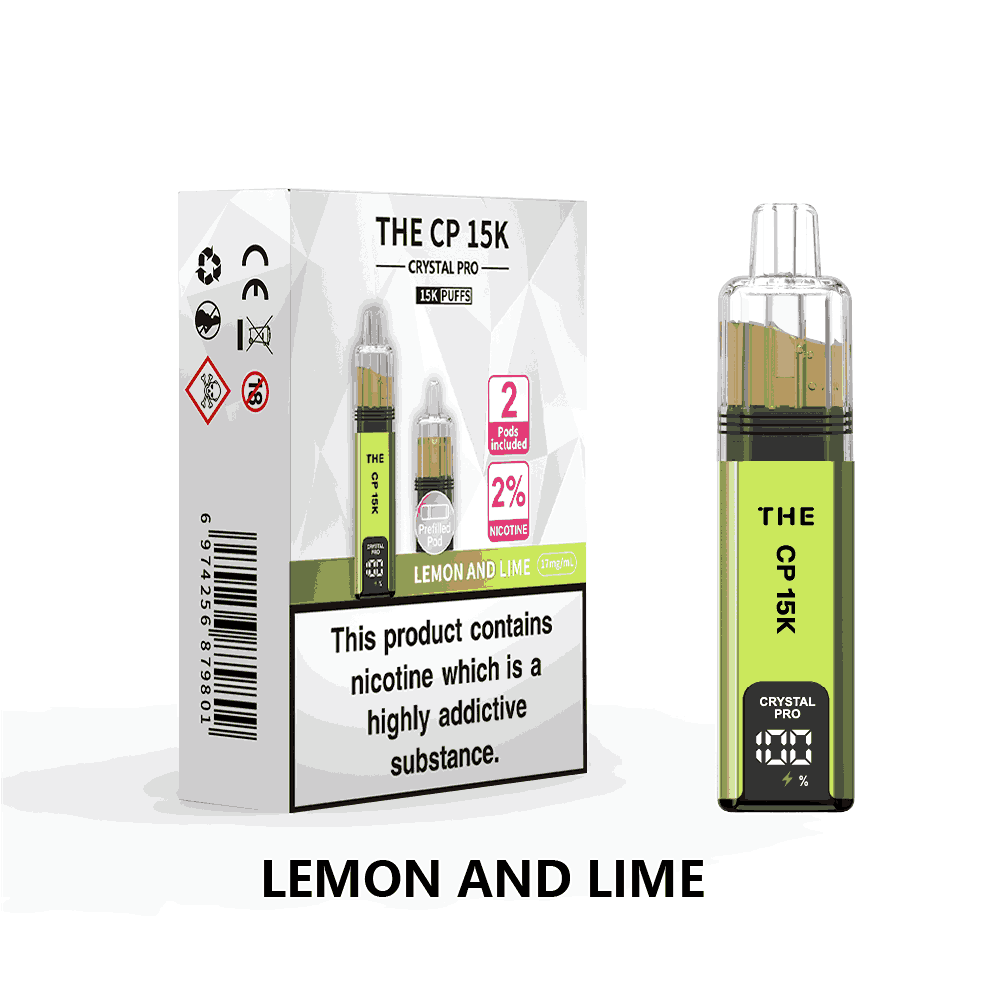 The Crystal Pro CP 15k Prefilled Vape Kit Box of 5, Lemon Lime Flavour