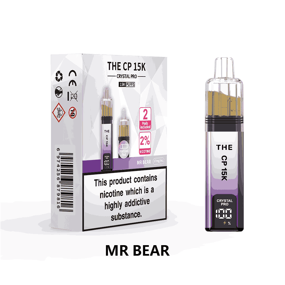 The Crystal Pro CP 15k Prefilled Vape Kit Box of 5, Mr Bear Flavour