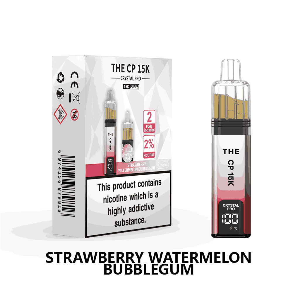 The Crystal Pro CP 15k Prefilled Vape Kit Box of 5, Strawberry Watermelon Bubblegum Flavour