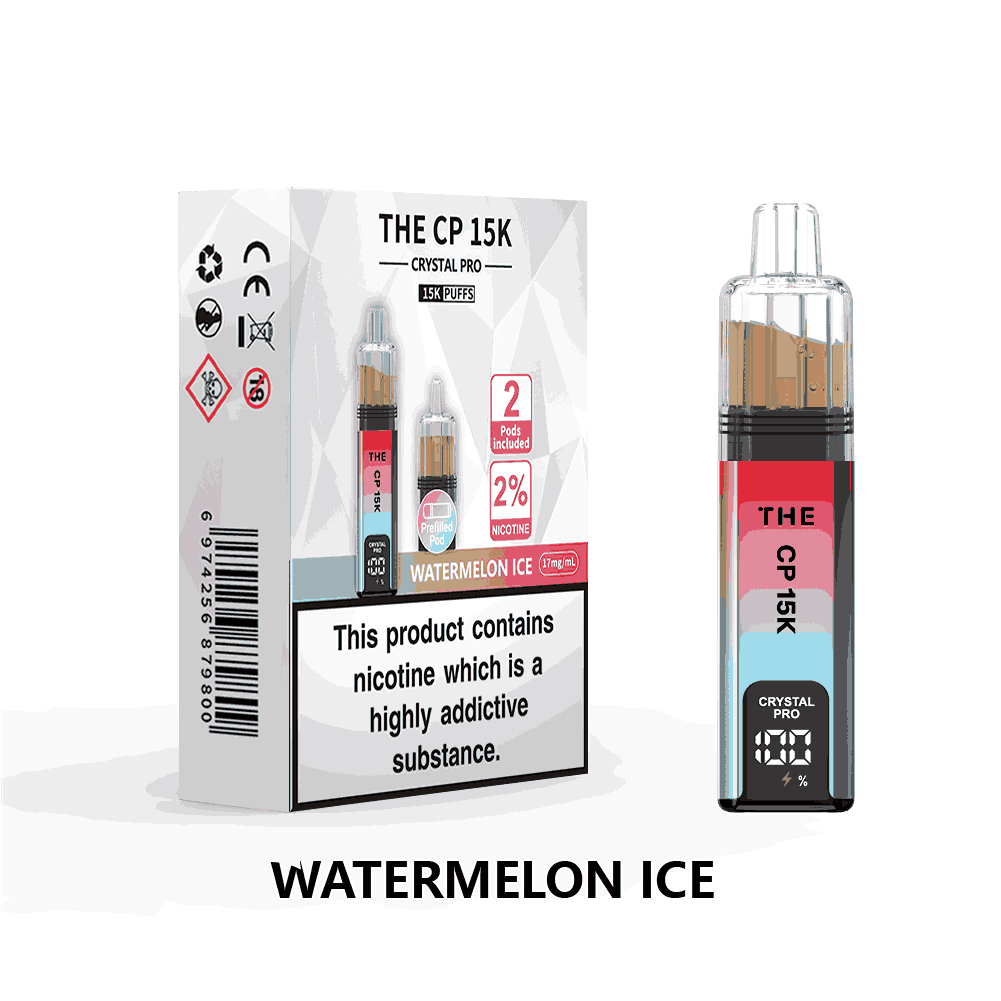 The Crystal Pro CP 15k Prefilled Vape Kit Box of 5, Watermelon Ice Flavour