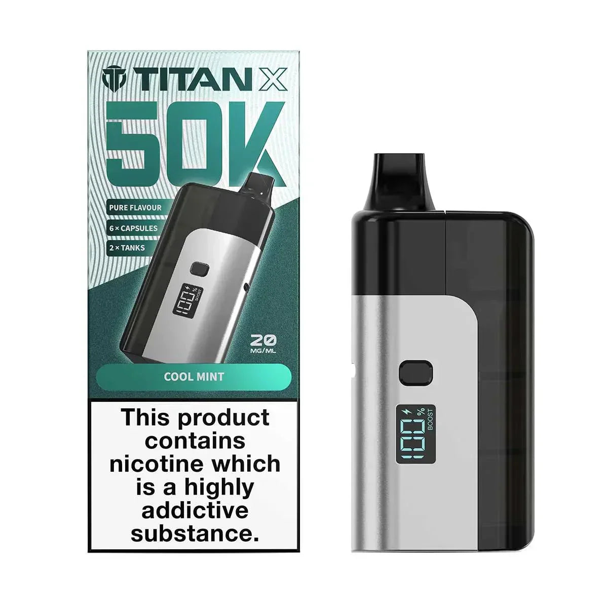 Titan X 50K Prefilled Pod Kit Box of 5, Cool Mint Flavour